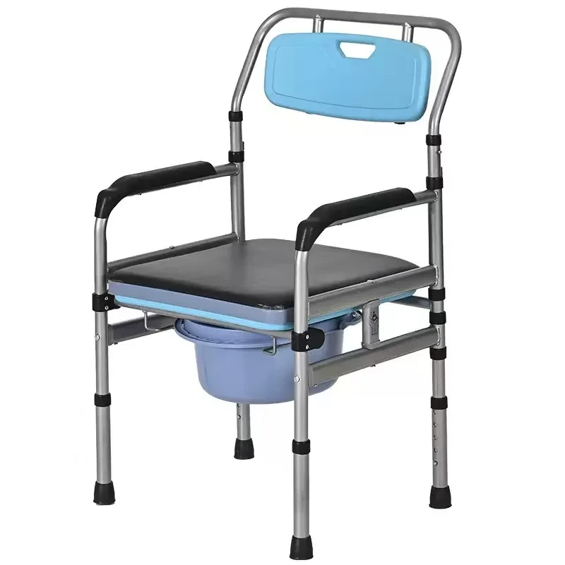 Portable Lightweight Folding Wheelchair Modern Rolling Shower Chair Wheels Bedside Commode Chair for Elderly Disabled