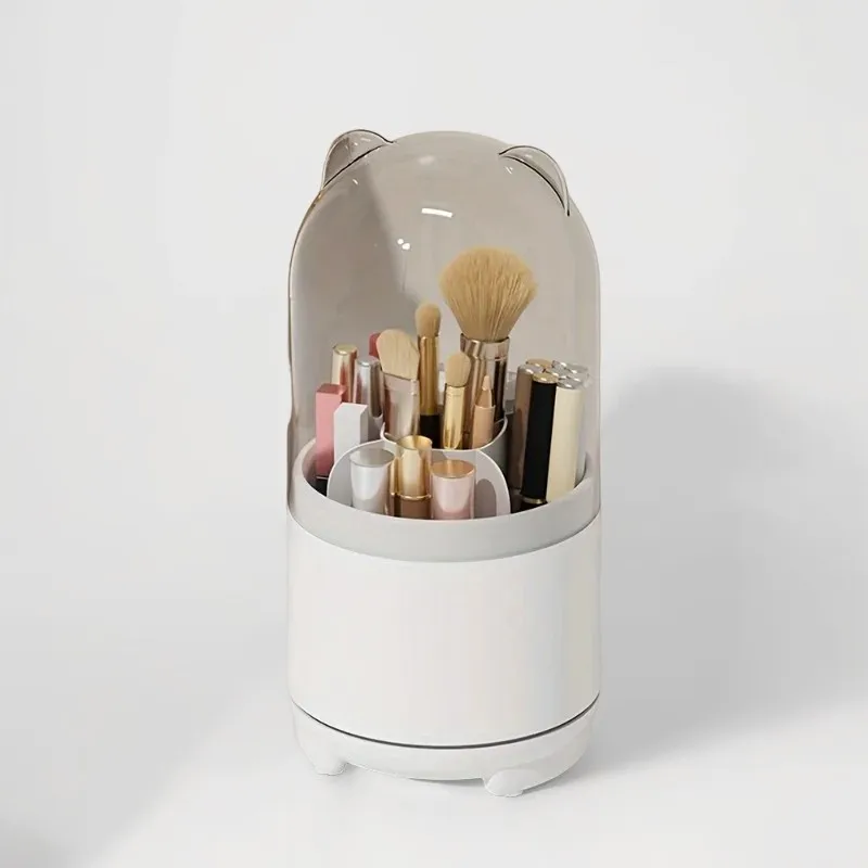 

1pc 360° Rotating Makeup Storage Box, Detachable Storage Box, Transparent Dust-proof Pen Holder, Eyeshadow Brush Holder