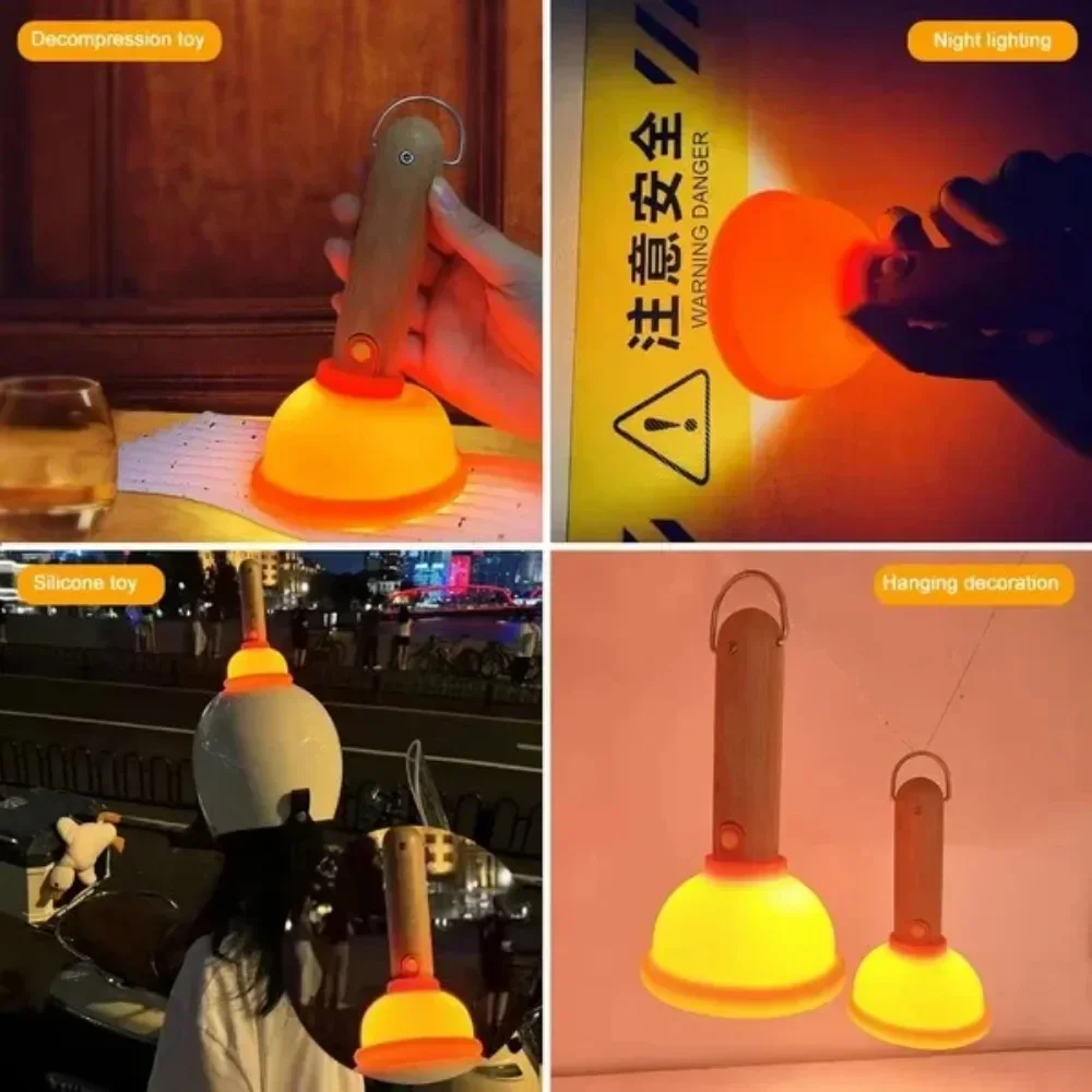 Portable Plungers Funny Toilet Suction Night Light Cute Bedside Lamp Usb Rechargeable Silicone Safe Novelty Light for Bedroom