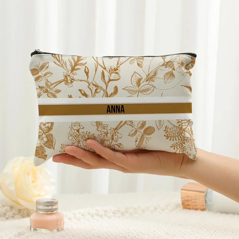 Custom Name Vintage Floral Makeup Bag Women Travel Cosmetic Organizer Wedding Bridesmaid Gifts Brand Handbag for Ladies Pouch