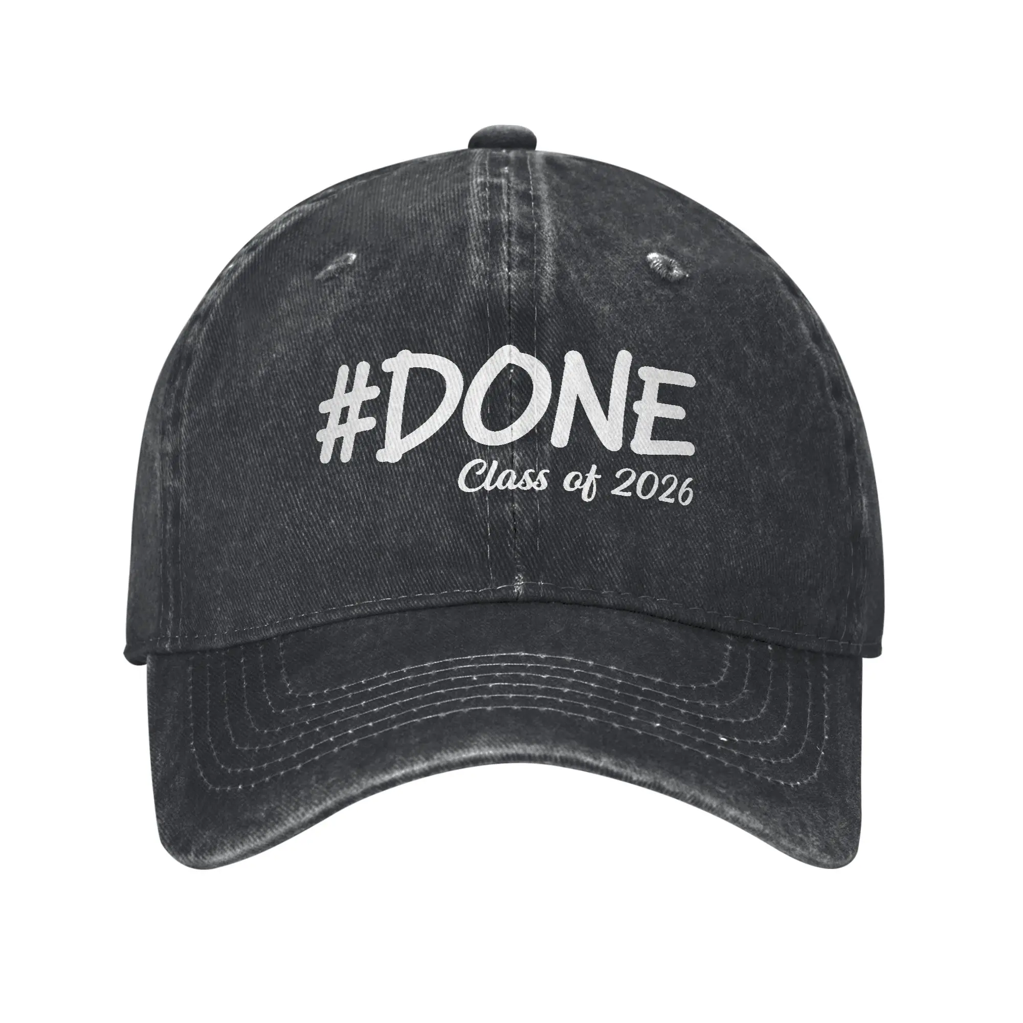 Men Women Class of 2026 Senior Graduation Print Hats Vintage Distressed Denim  Baseball Cap Adjustable
