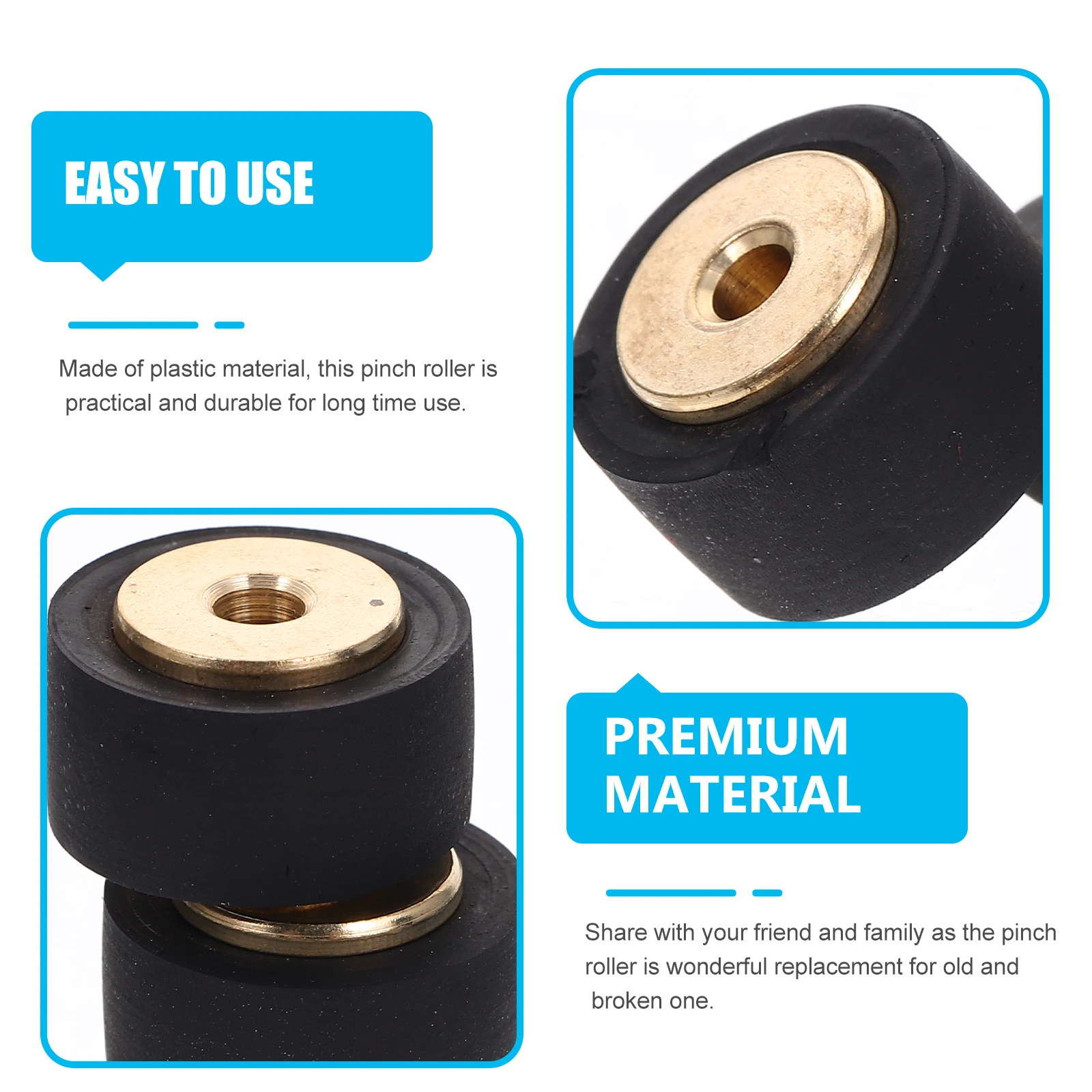

2pcs Pinch Roller Set Rubber Replacement for Tape Recorder Player Repair Easy Install Record Audio Radio Accessories Pulley