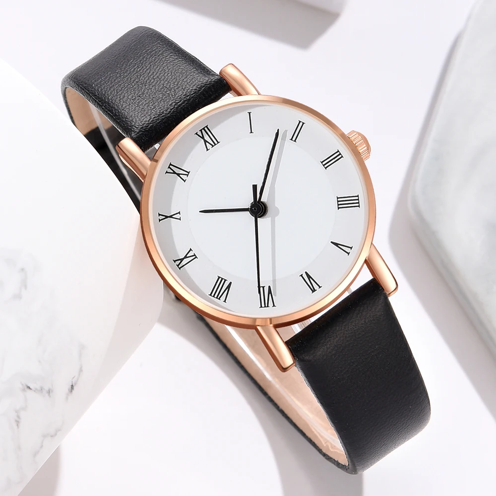 GAIETY Minimalist Style Roman Numeral Dial Watch Paired With A Casual Quartz Watch For Couples Is The Perfect Gift For Her