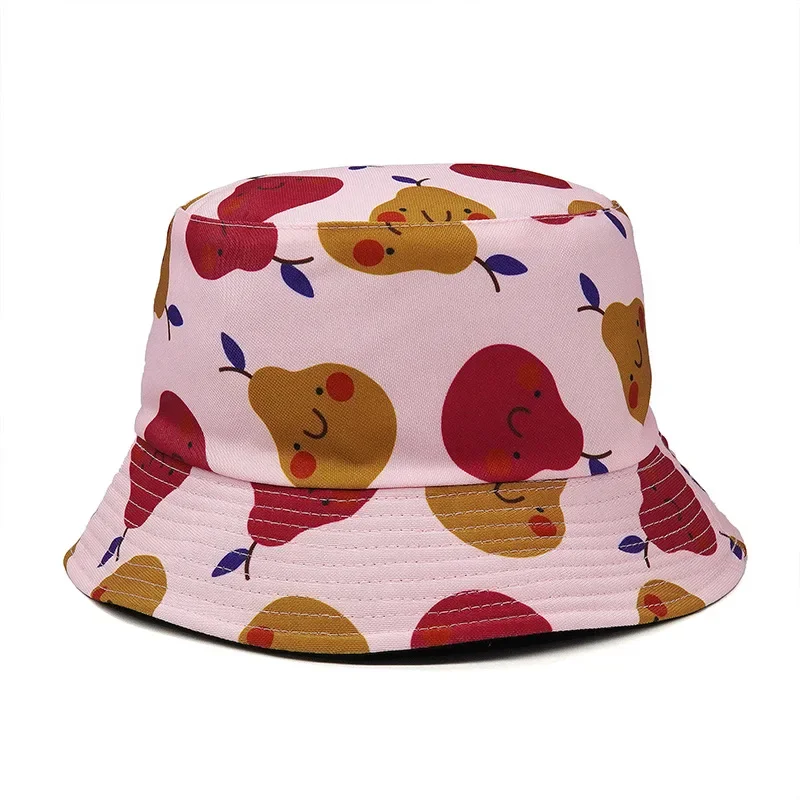 Summer Fisherman Cartoon Print Hat Reversible Cartoon Bucket Hats Women Men Street Hip Hop Bucket Cap Vintage Fishing Hat