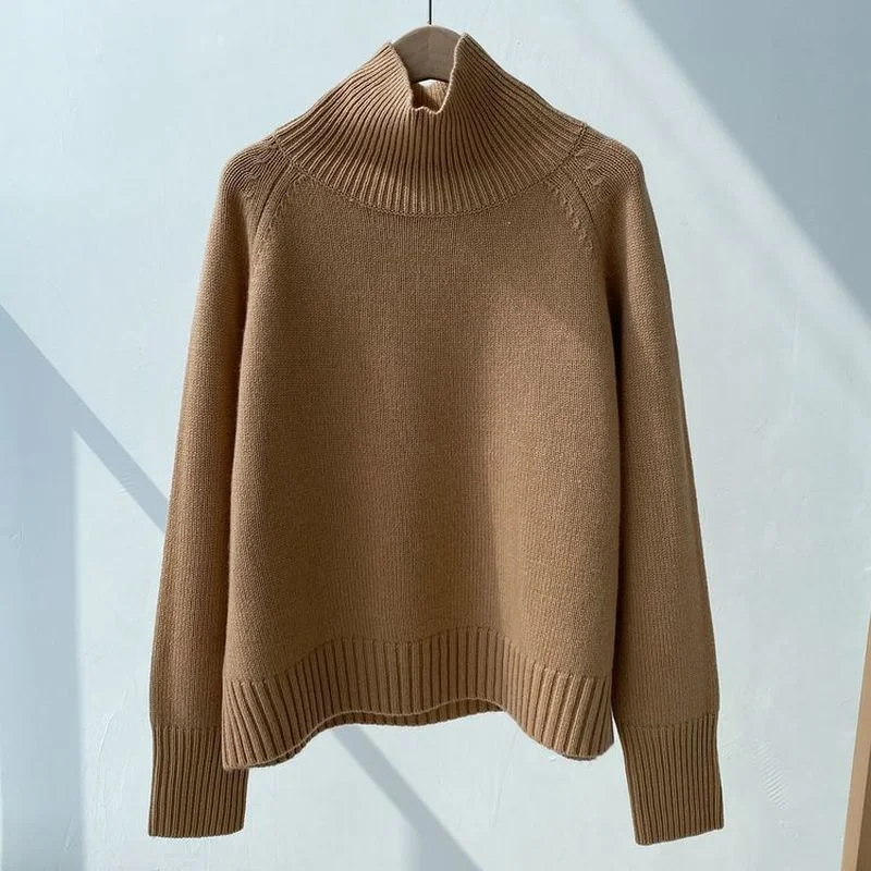 2021 Autumn and Winter New Raglan Sleeve Turtleneck Knitwear Tops Cashmere Sweater Pullovers