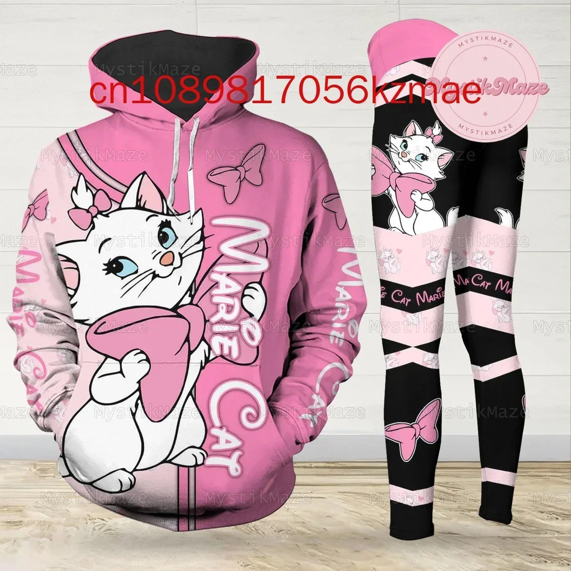 Free Custom Name Disney Marie Cat Hoodie And Leggings Set Minnie Mickey Women's Hoodie Yoga Pants Sweatpants Fashion Sets