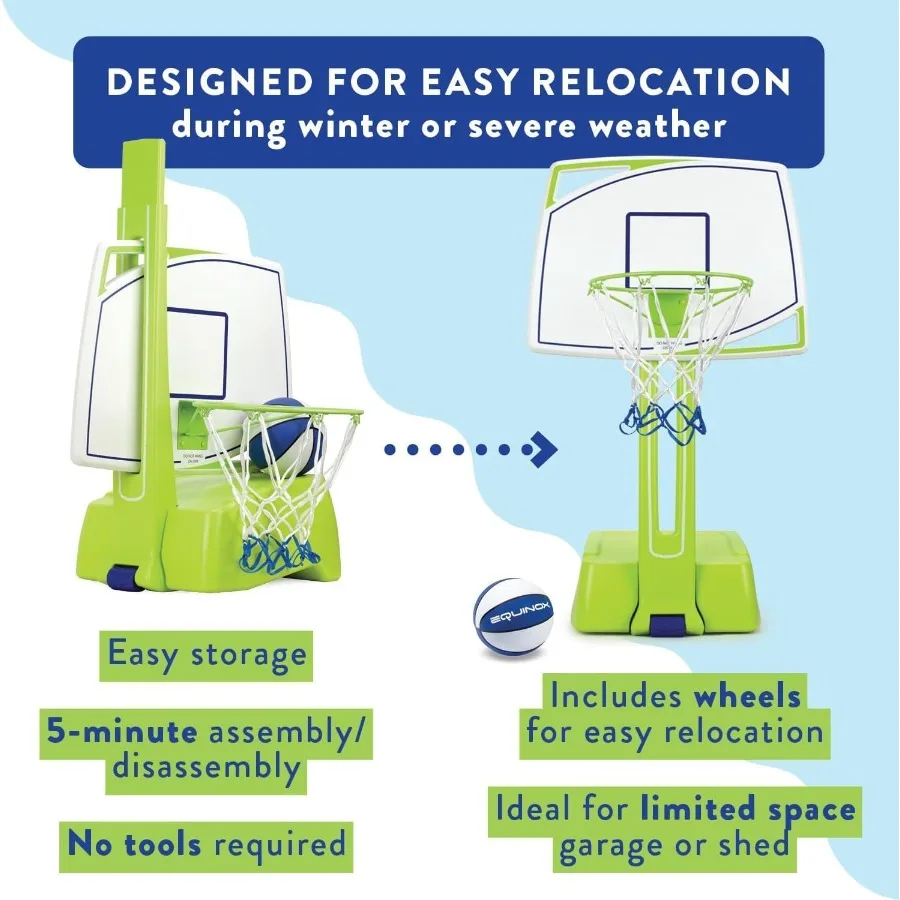 Aro de baloncesto para piscina al aire libre con pelota, sin herramientas, montaje requerido en menos de 5 minutos