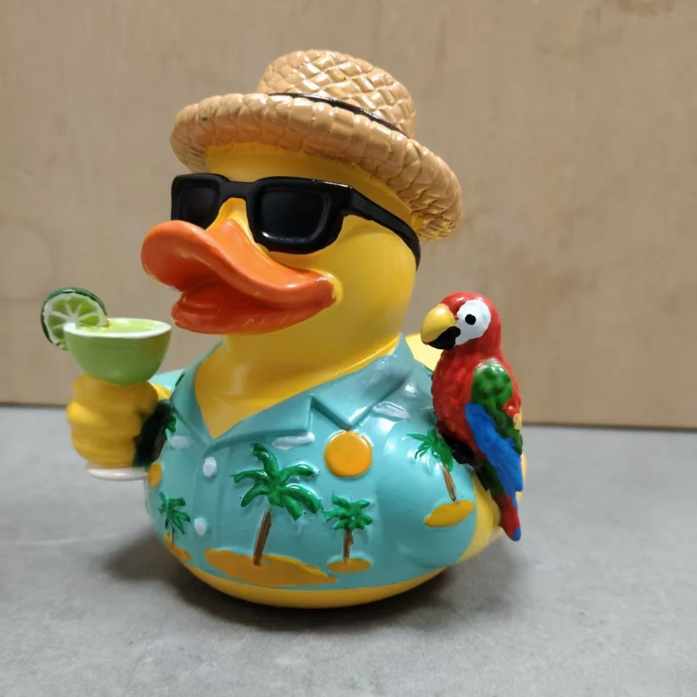 Resin Rubber Duck Jimmy Buffett Memorial Decor Funny Tropical Parrot Duck Party Ornament