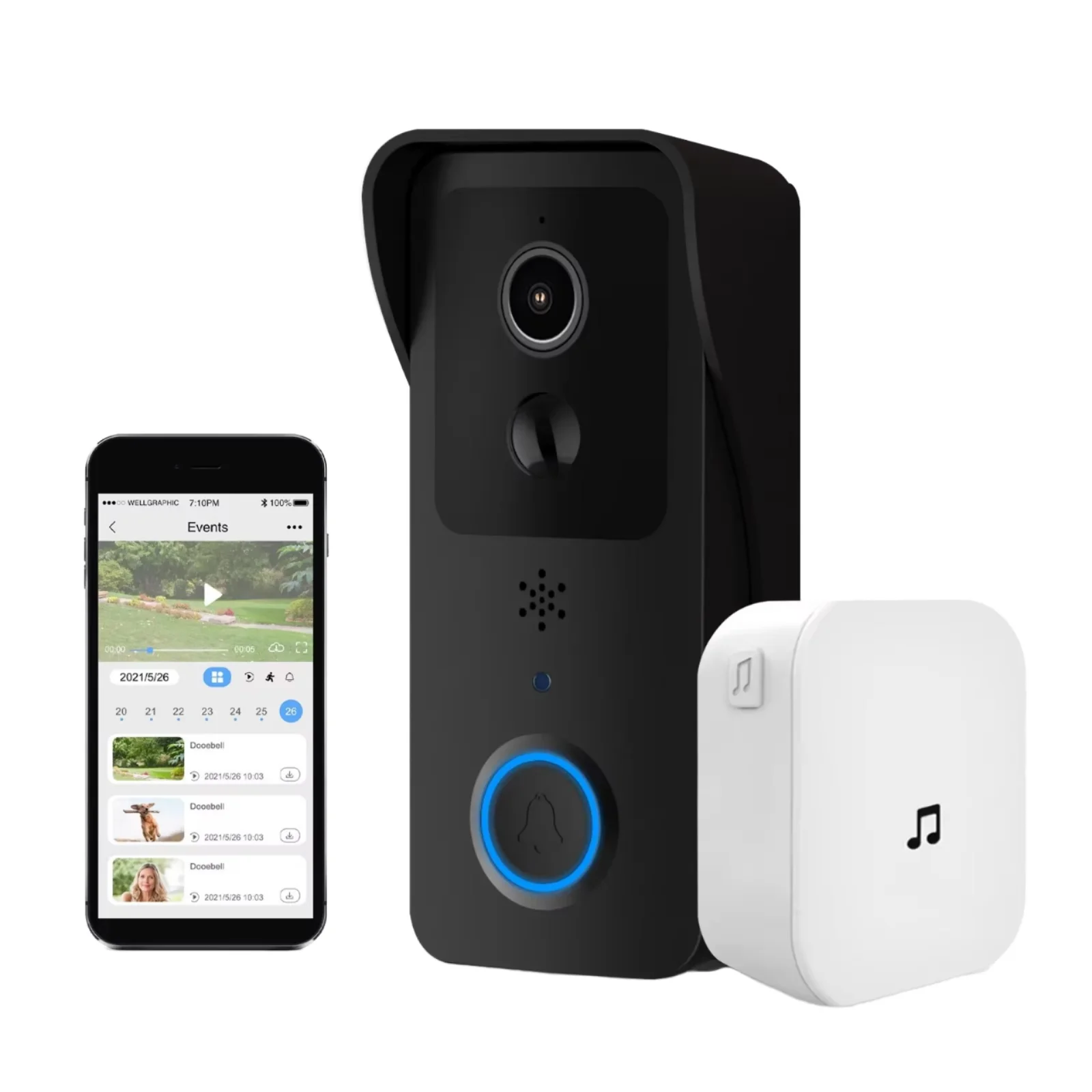 Home Security Front Door Camera - Sonnette vidéo extérieure intelligente Tuya 1080P