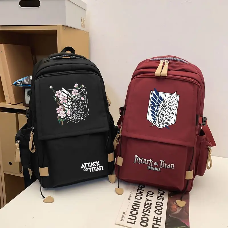 New Attack on Titan Eren Jaeger Creative Anime Movie Student Print Backpack Personalized Cartoon Two-dimensional Backpack Gift