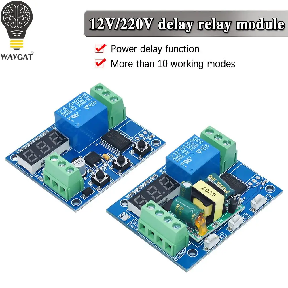 New 12V/220V multi-mode delay relay module can be switched on and off at regular intervals