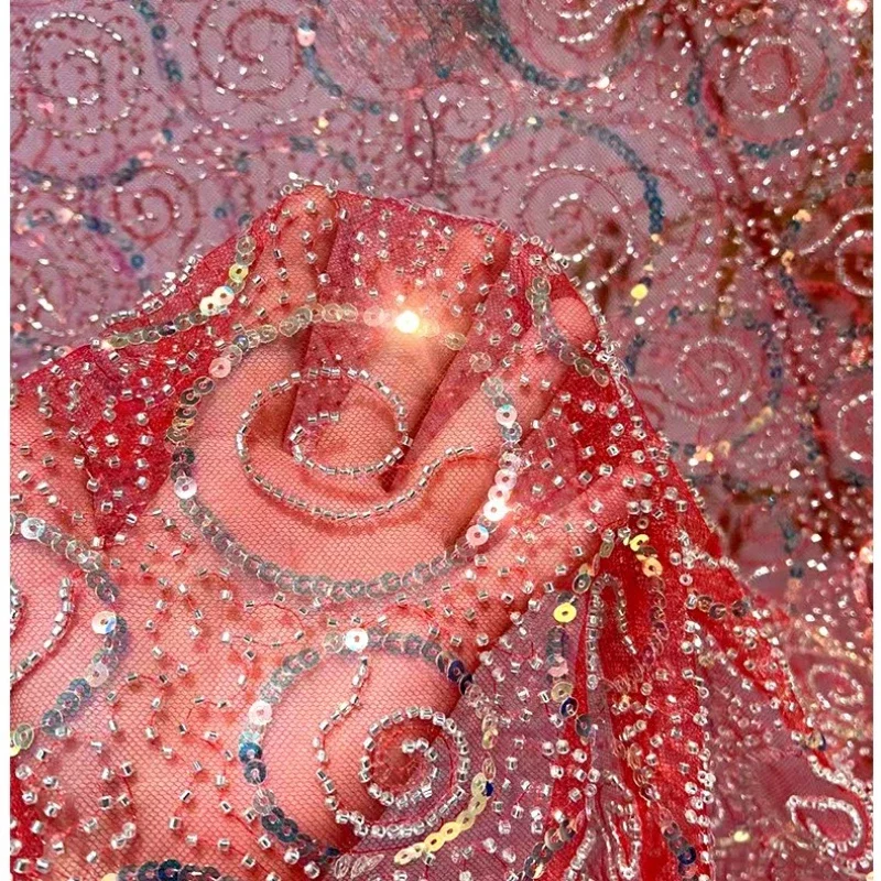 

1-ярдовая лазерная вышивка с цветком сливы, трехмерная ткань с блестками, полиэфирная сетчатая ткань, юбка, вышивка, ткань для одежды