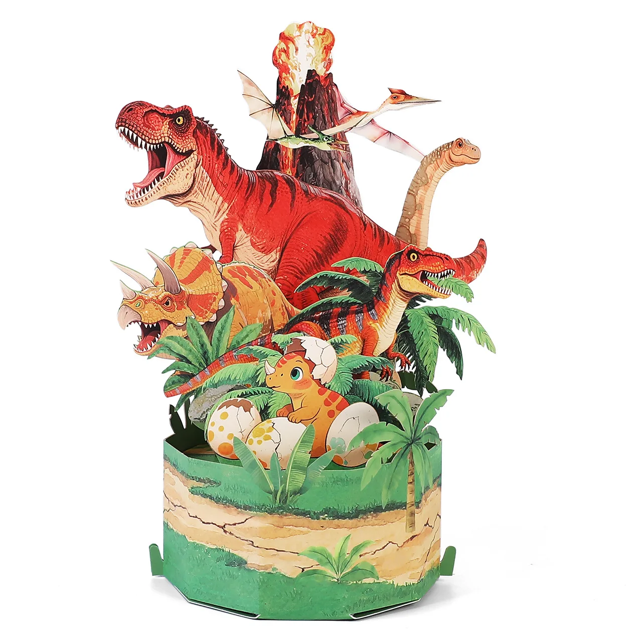 

5Pcs Dinosaur Birthday Card: Tyrannosaurus Rex Volcano 3D Pop-Up Card Fun Pop-Up Encouragement Greeting Card Kids' Gift