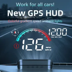 M22 Car Head Up Display Car GPS HUD Speedometer Projector Screen Speed Meter MPH KMH Overspeed Alarm Compass for All Cars