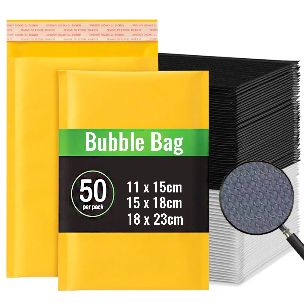 50-10 pacote sacos de envelopes de bolha auto selo adesivo acolchoado bolha mailers à prova de choque anti gota envelopes mailing sacos à prova dwaterproof água