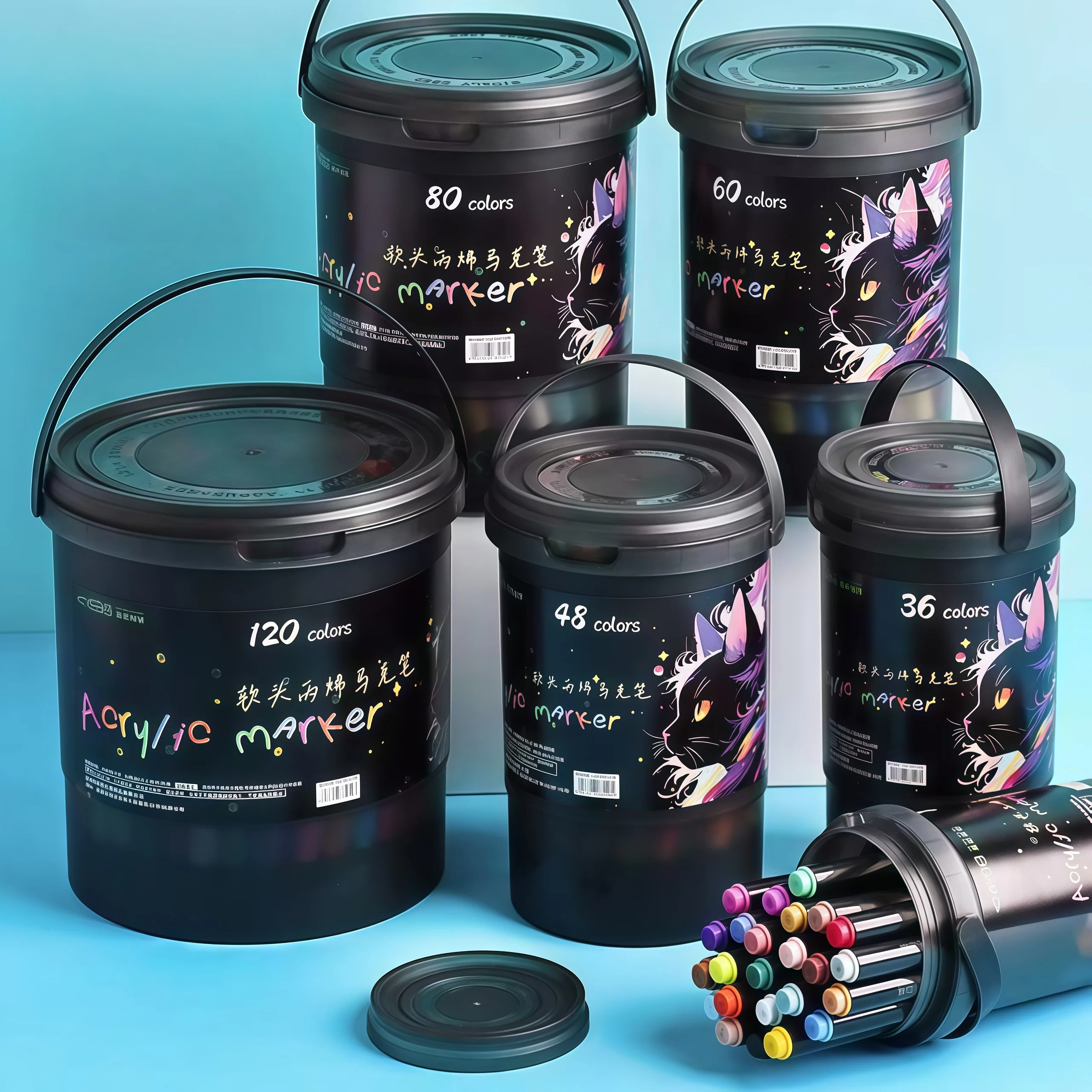 Soft-Tip Barrel Pack Acrylic Markers - Specialized for Students' Art Creation, Hand-Painting, High Coverage, Washable & Quick-Drying