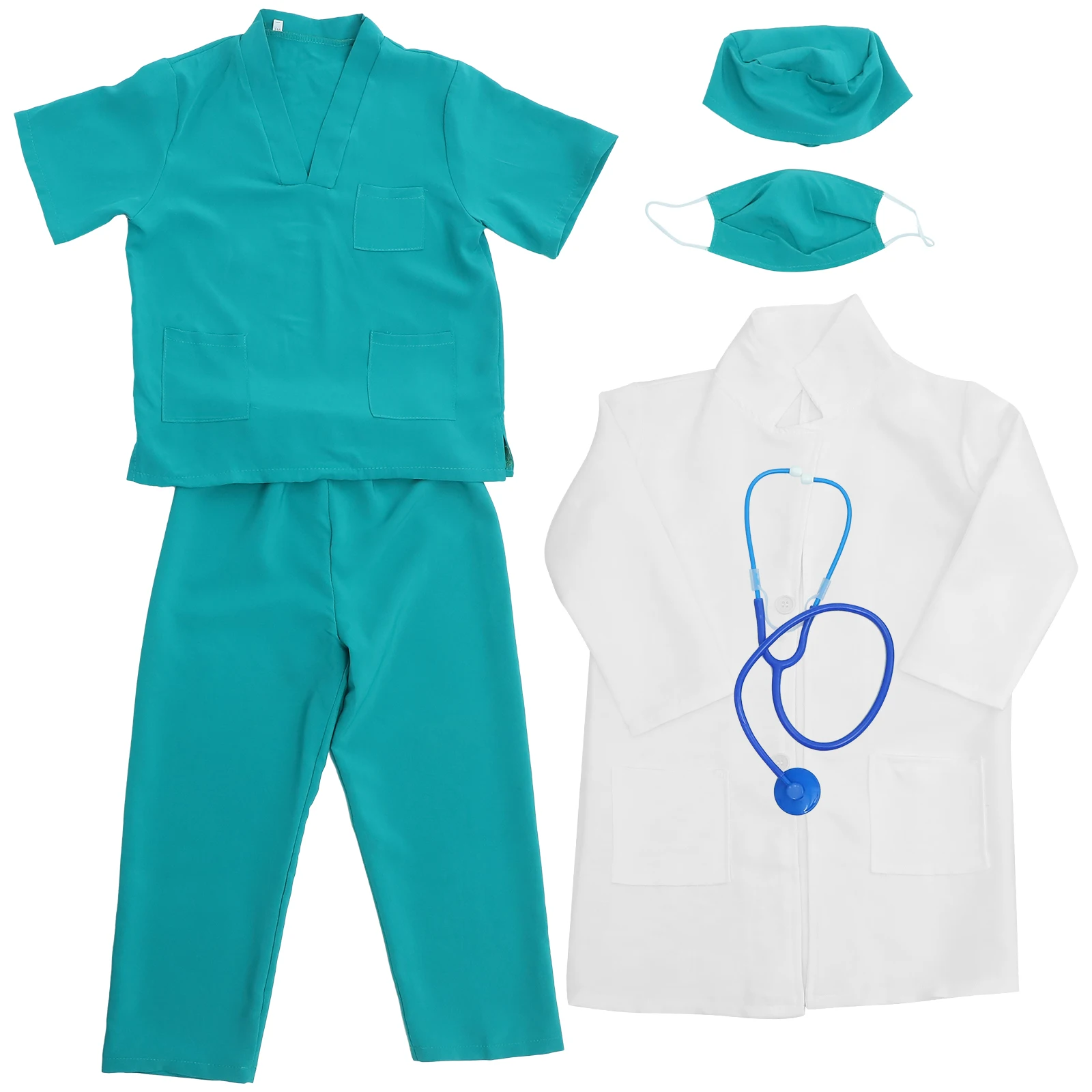 

Kids Doctor Costume 120cm Washable Lab Coat Dress Up Props Nurse Outfits Toddler Surgery Uniform Birthday Party Performance