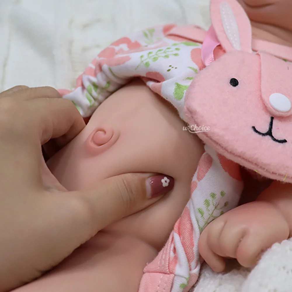세탁 가능한 17인치 실리콘 리본 베이비돌, 실물 같은 전신 실리콘 포근한 신생아 여자아이 인형, 수집가와 예술가들에게 완벽합니다