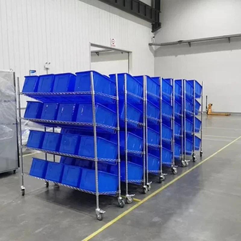 E-Commerce Picking Cart Handcart Warehouse Sorting Express Delivery Truck Mobile Picking Cart Rack Stacking Racks Shelves