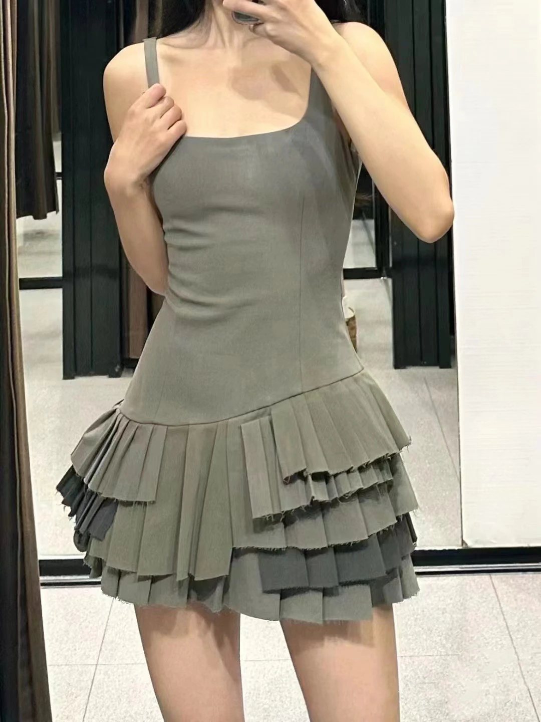 Spring Summer New Women's Fashion Slim Design Short Dress Skirt with Strap Layered Pants Skirt  Dress for Small Stature