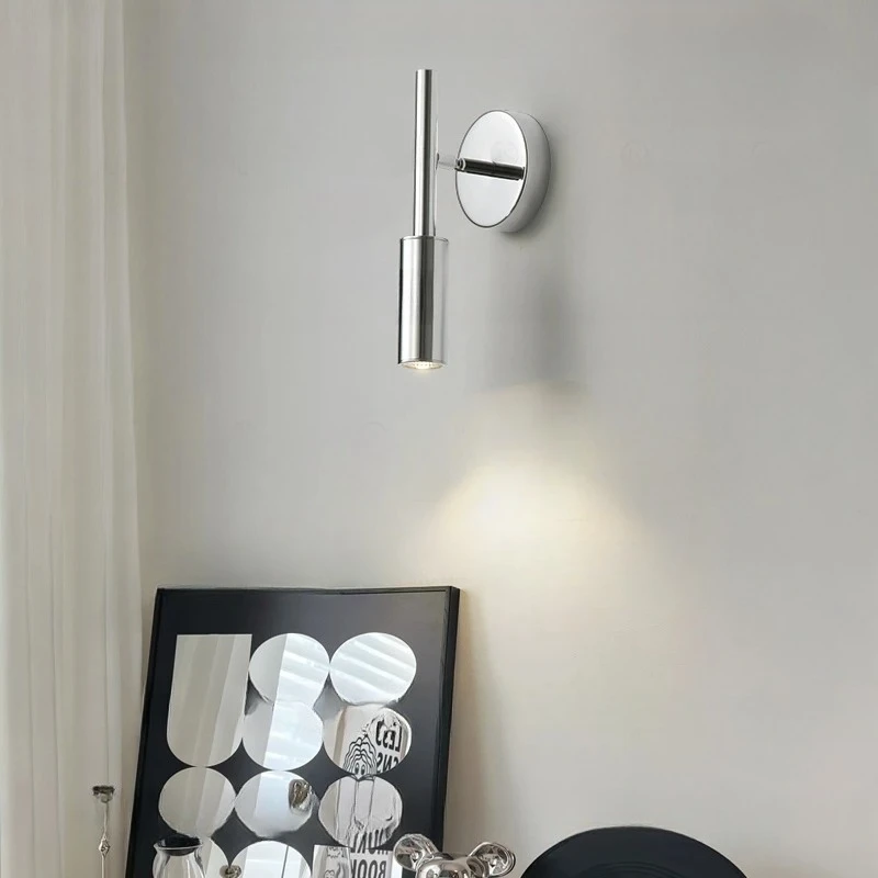 Modern Bedroom Bedside Reading Small Wall Lamp Electroplated Silver Study Kitchen Children's Room Adjustable Angle Wall Lamp