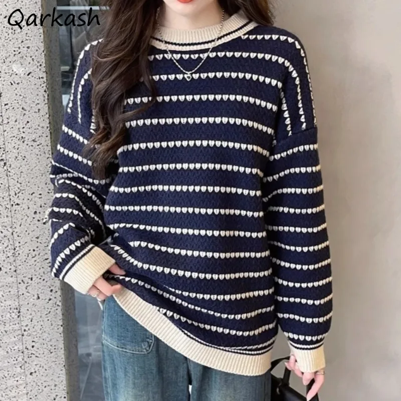 Korean Style Pullovers for Women O-neck Autumn Winter Casual Ins Ulzzang Loose College New Girls Young High Street Cool Knitted