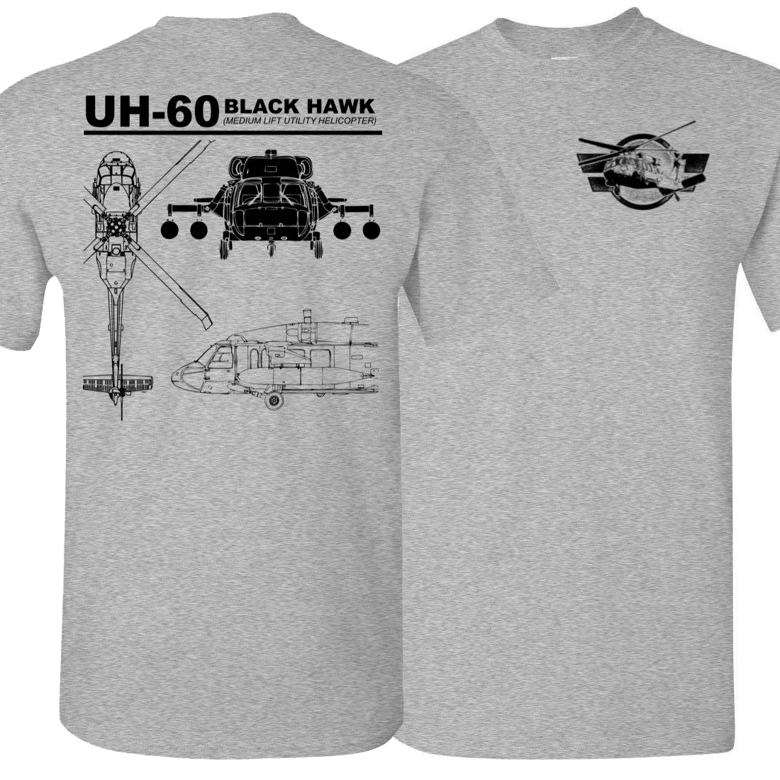 Creative Design UH-60 Black Hawk Medium Lift Utility Helicopter T-Shirt. Summer Cotton Short Sleeve O-Neck Mens Tshirt New S-3XL