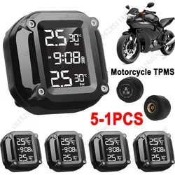 M5 Motorcycle TPMS Wireless Motorbike Motorcycle Tyre Pressure Monitoring Alarm System with 2 External Sensors 5 alarm methods