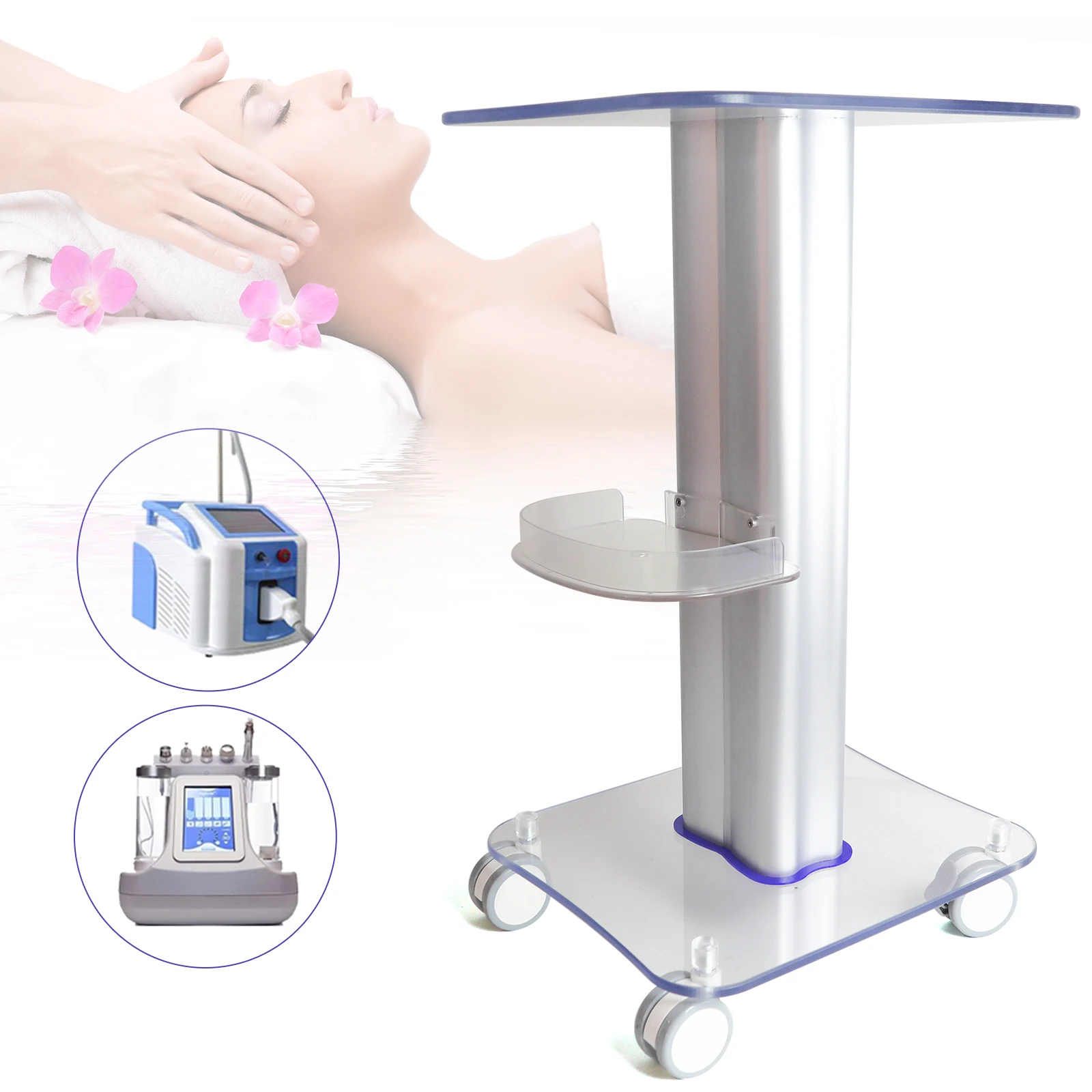 

Acrylic Beauty Cart W/ Wheels - PVC Cosmetic Storage Organizer for Salon, Spa & Home - 50kg/110.23lbs Capacity Rolling Trolley