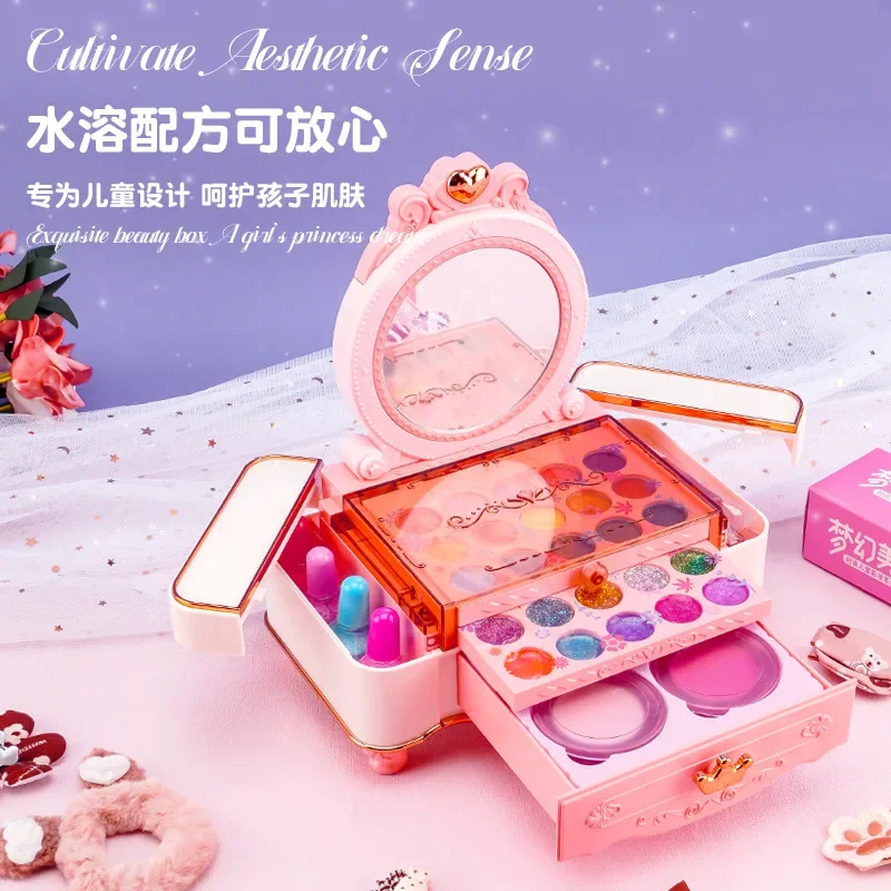 Hot selling Children dreamed beauty Make up Cosmetic Box Set Can Be Painted With Colored Dresser Toys for girl Birthday Present