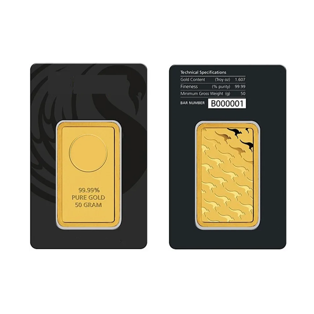 50 Grams Australia Gold Bar Series Seal Packaging With An Independent Serial Number Brass Core Fake Gold Block Craft Collection