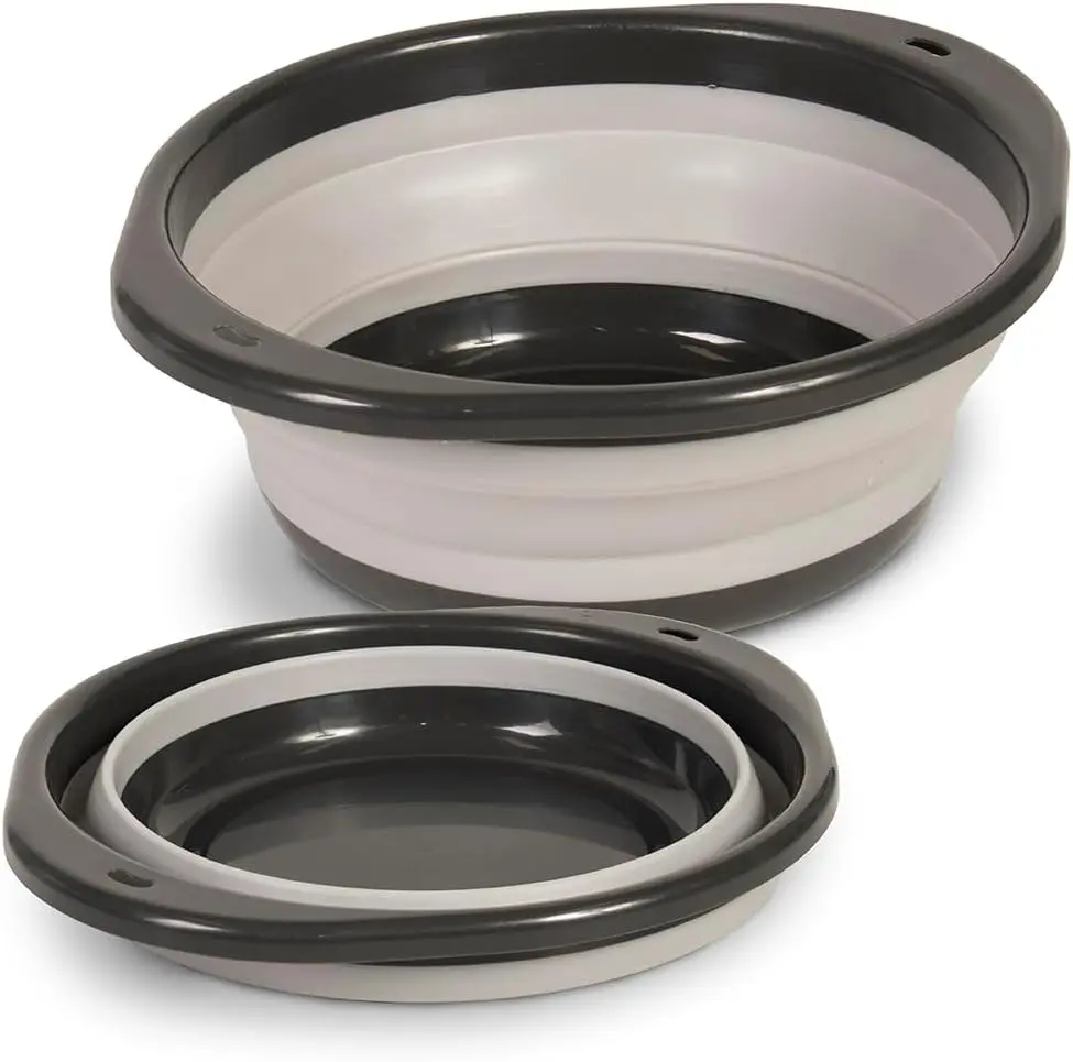 Large Mixing Bowl Collapsible 5.5L - Foldable Plastic & Rubber with Handles for Baking, Dishwasher Safe Kitchen Supplies