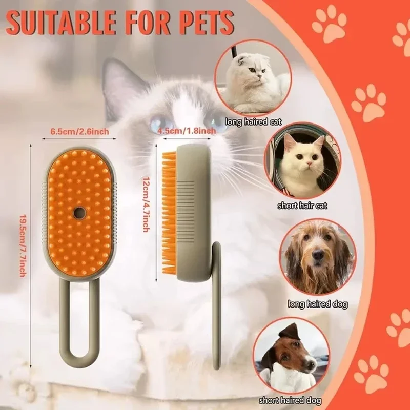 3-in-1 Electric Dog Cat Hair Brush Pet Cleaning  Steam Spray  Massage Hair Removal Comb