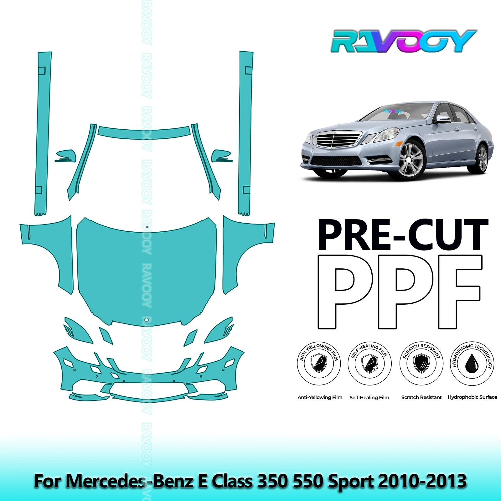 

Front Kit+Rockers Clear Bra Precut PPF Paint Protection Film For Mercedes-Benz E Class 350 550 Sport 2010-2013