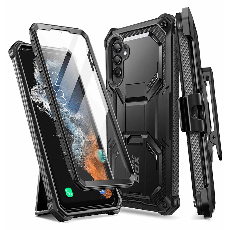 For Samsung Galaxy A54 5G Case I-BLASON Armorbox Full Body Heavy Duty Shock Reduction Kickstand Case WITH Screen Protector