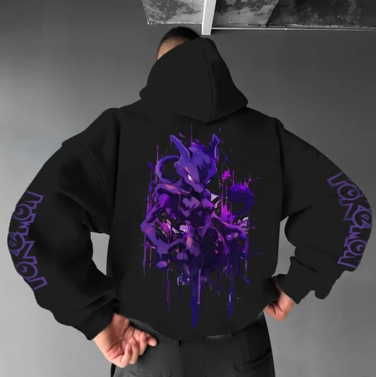 

Hooded sweatshirt street graffiti style pokemon character print cotton men and women casual wear autumn and winter 25 new hoodie