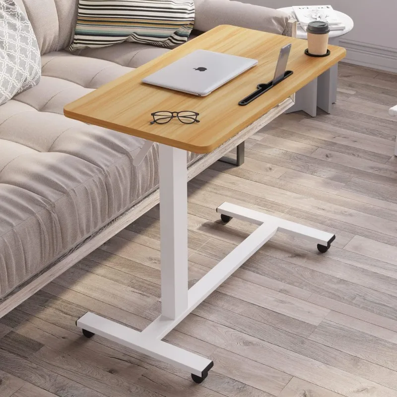 Overbed Beside Table,Bed Desk,Hospital Bedside Table,Pneumatic Mobile Laptop Computer Standing Desk Cart