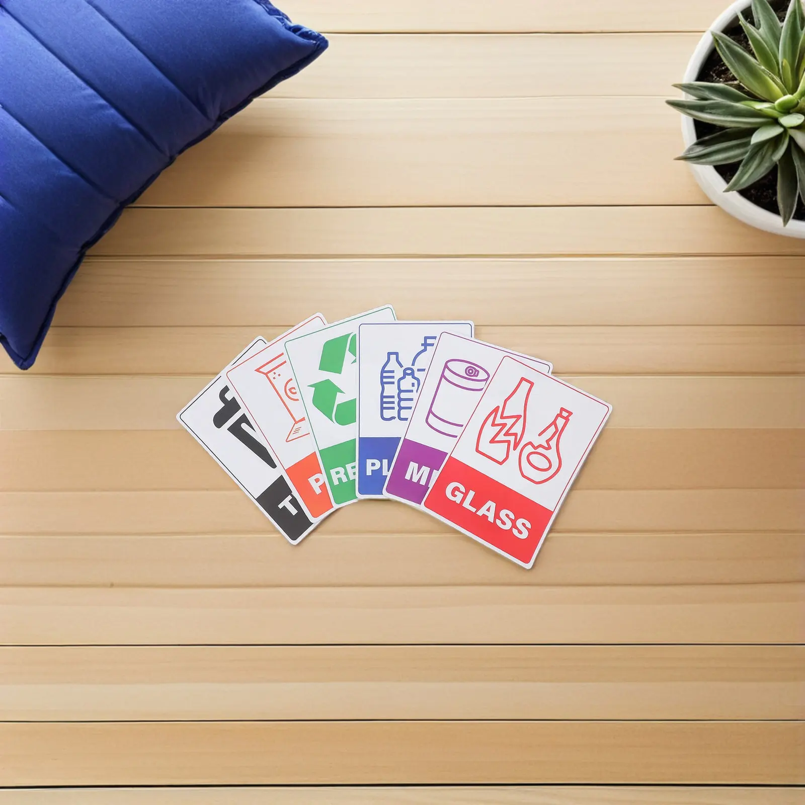18Sheet PVC Waterproof Recycling Bin Labels Self Adhesive Garbage Can Stickers for Home Office Kitchen Waste Sorting and