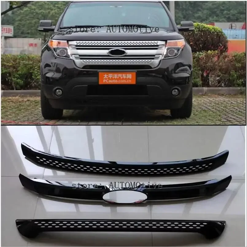 Chrome Front Centre Grill Grille Cover Trim 1pcs For Ford  Explorer 2011 2012 2013 2014 2015