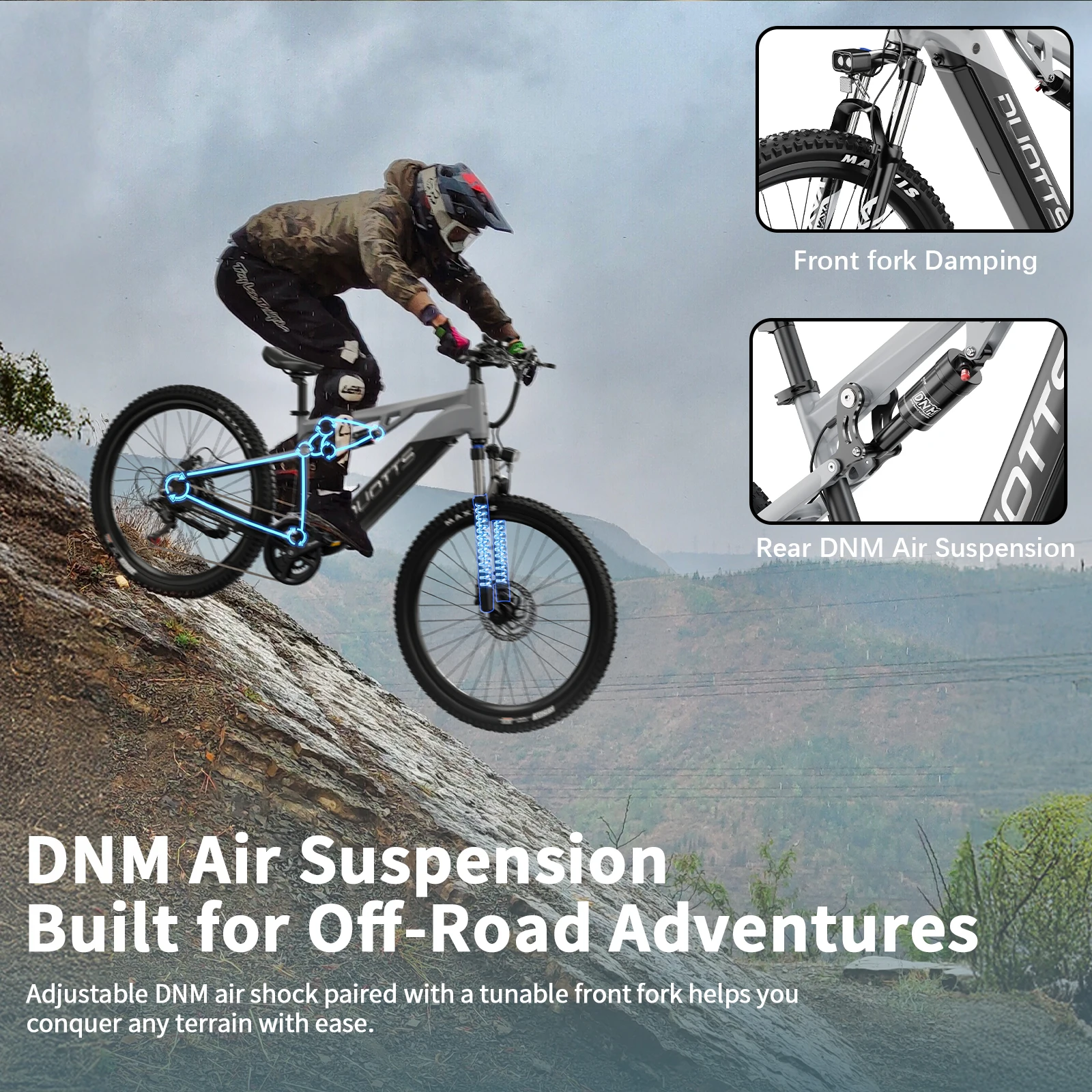 DUOTTS E29 Elektrofahrrad 250W 48V 13,5Ah Akku Offroad E-Bike 27,5 Zoll Fette Reifen Erwachsenen-Elektrofahrrad – Detail 14