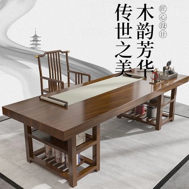 Solid wood large board desk writing table new Chinese home living room calligraphy table bedroom computer desk office conference