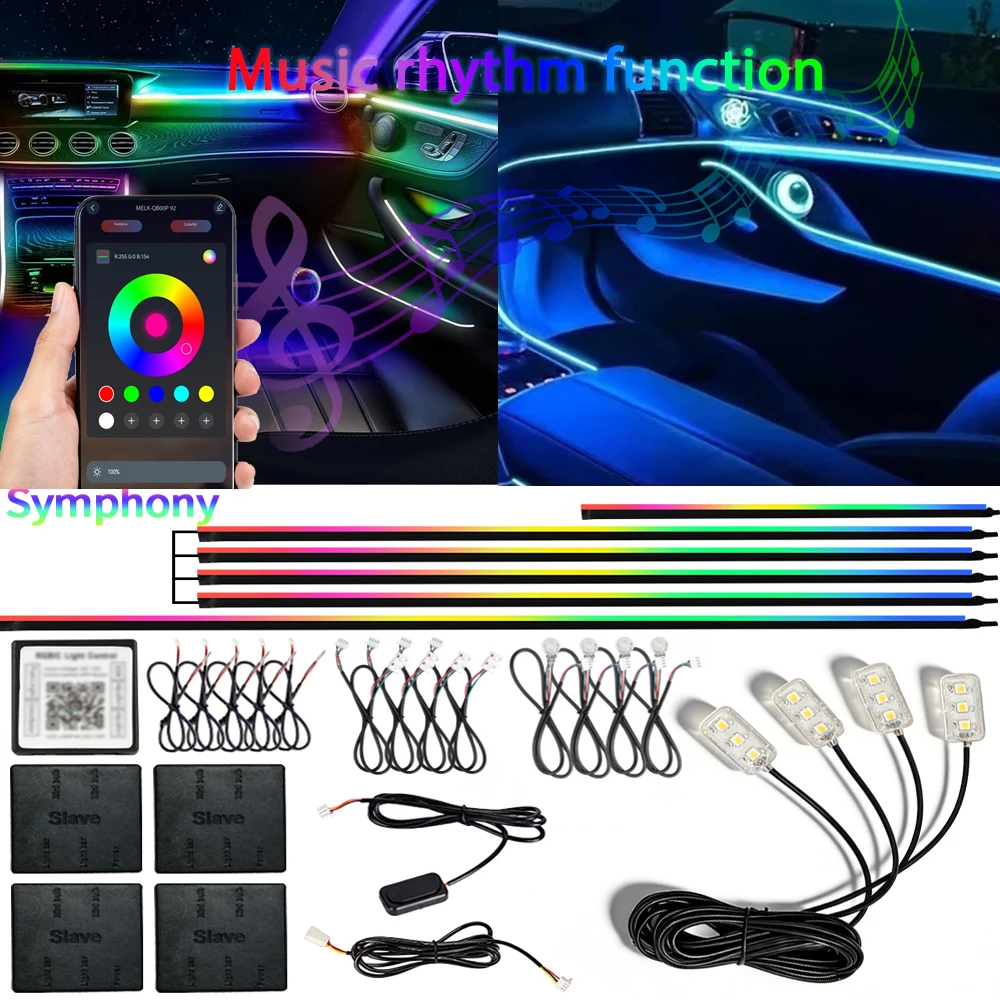

Car Ambient Light Neon Light Atmosphere Decorative Lamp LED Music APP Control Ambient Lights RGB Lighting Acrylic Strip Kit