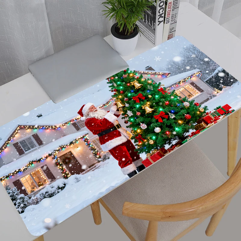 대형 E-스포츠 마우스 패드 부드럽고 유연한 고무 게이머 PC 컴퓨터 키보드 카와이 메리 크리스마스 마우스패드 크리스마스 선물