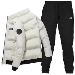 2024 New Fashion Mens Tuta Giacca imbottita in cotone + Pantaloni della tuta Set da 2 pezzi Tuta da jogging casual quotidiana autunno inverno di alta qualità