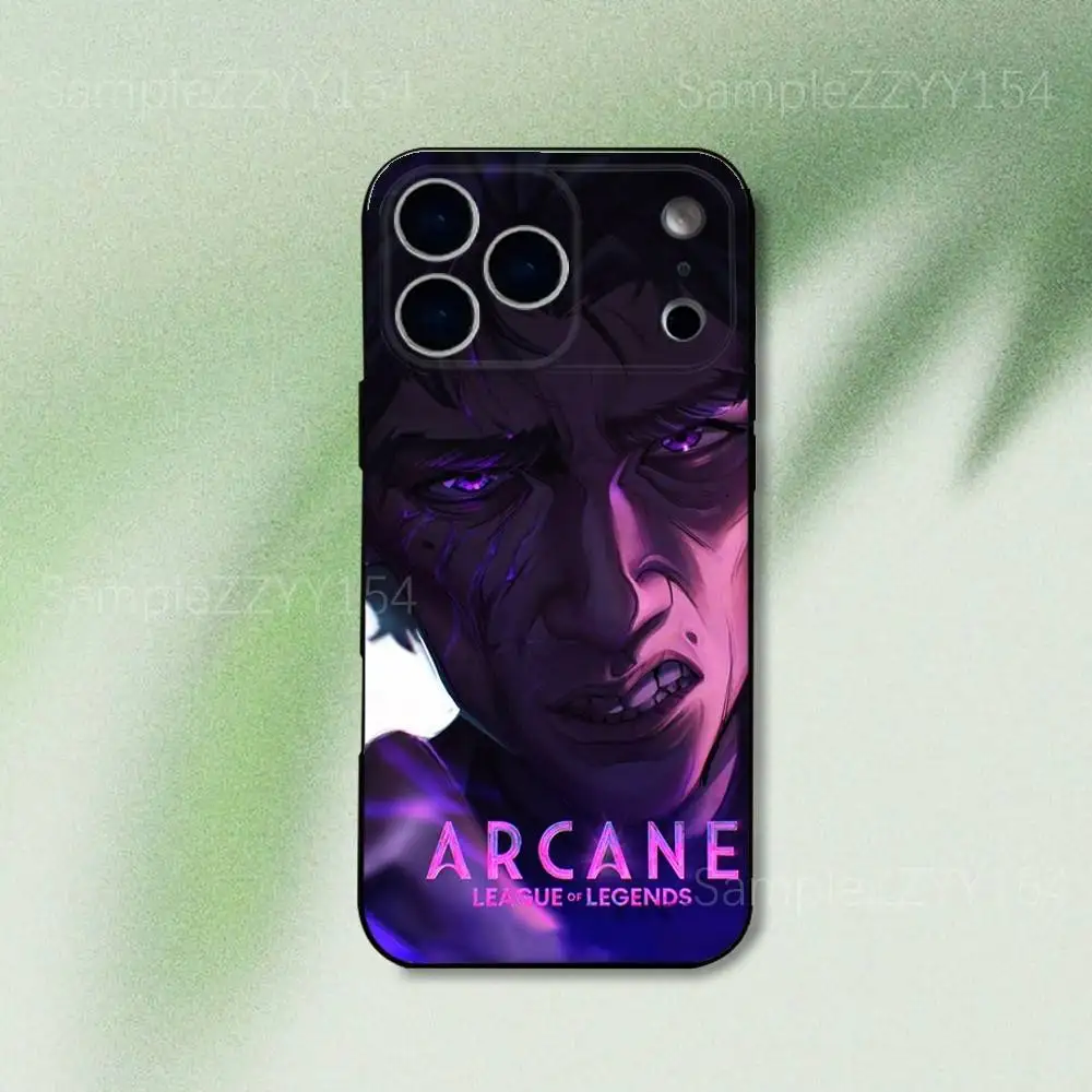 حافظة هاتف A-Arcane-es Viktor لهاتف iPhone 17,16,15,14,13,12,Pro,Max,Plus,E,SE4,Air,Mini Black Soft Funda