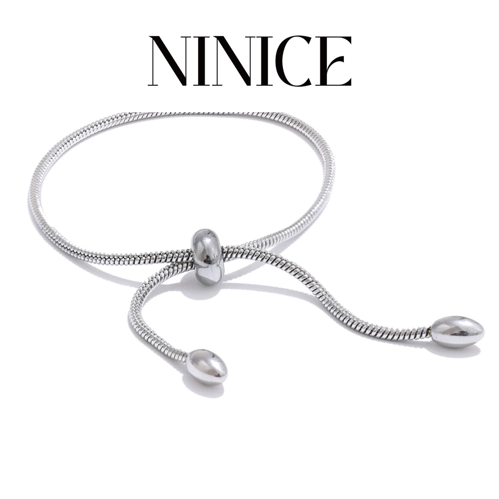 

NiNice Popular Stainless Steel Basic Chain Pull-out Adjustable Bracelet Bangle for Women Daily Attractive Jewellery