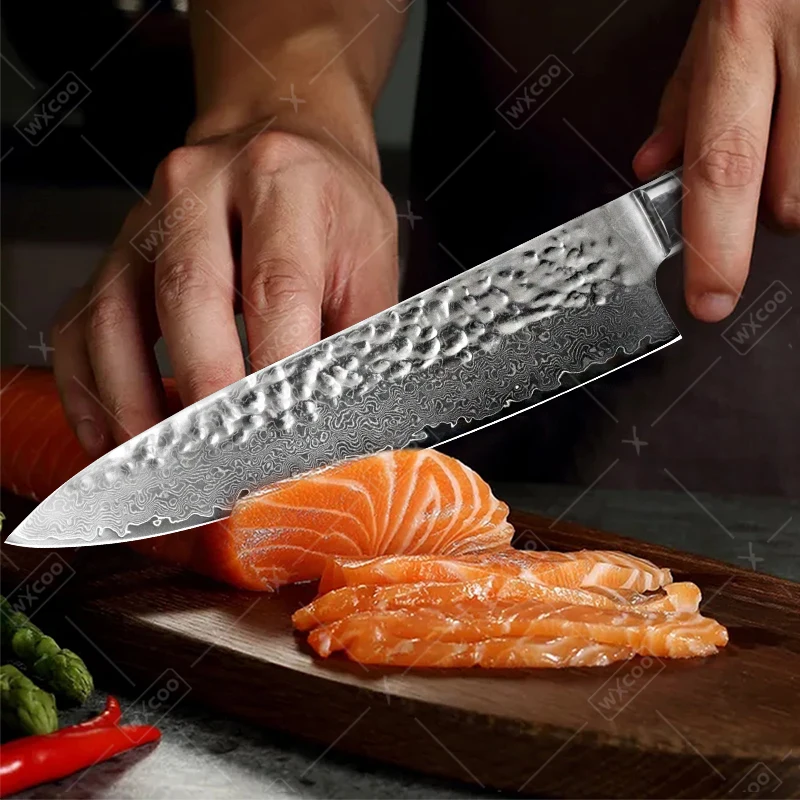 WXCOO Профессиональный кухонный нож шеф-повара Кованый нож для мяса Дамасские кухонные ножи Нож для нарезки и резки Нож для очистки фруктов