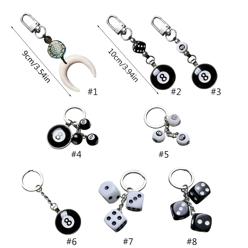 Lächelndes Gesicht Würfel 8 Ball Charm Schlüsselanhänger Süßer cooler Anhänger Auto Schlüsselanhänger Schmuck