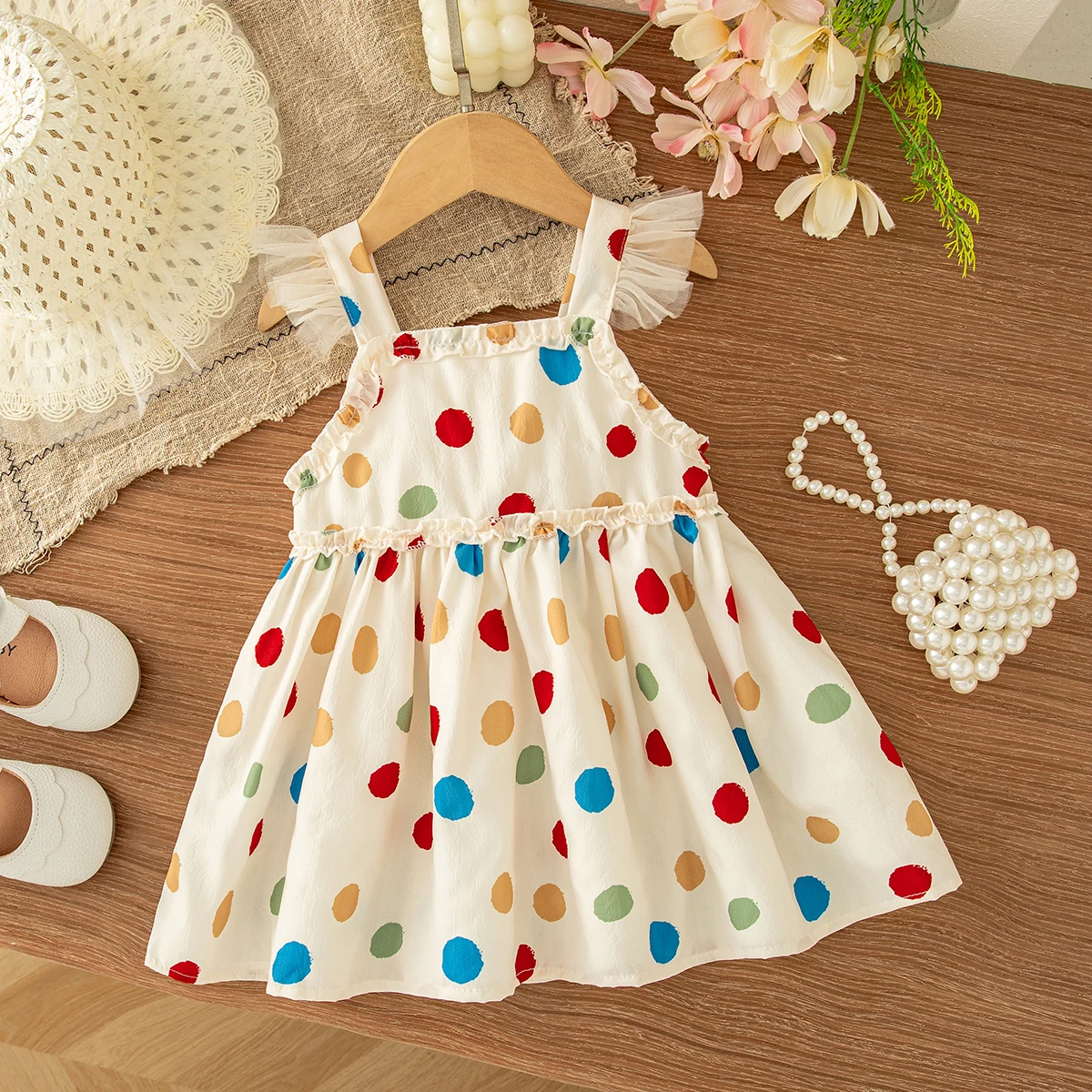 Baby Girl Dress Summer Colorful Polka Dot Cotton Girl Dress Cute Beach Princess Baby Dress Baby Girl Clothing