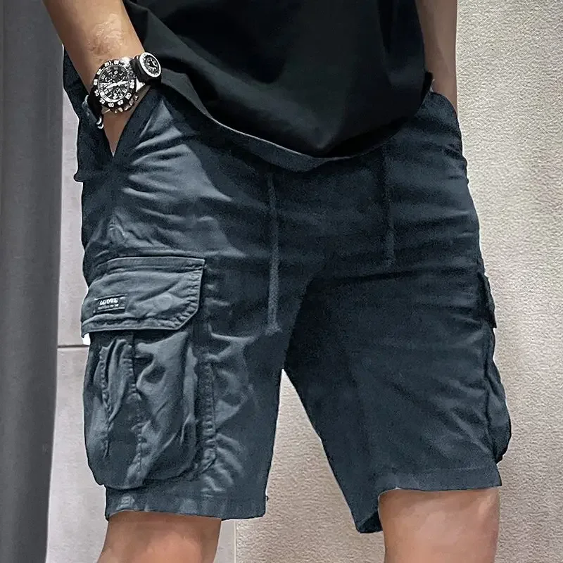 Bermuda da uomo pantaloni corti da combattimento escursionismo pantaloncini Cargo da uomo con cerniera Draw String cotone estivo grande e alto Jorts